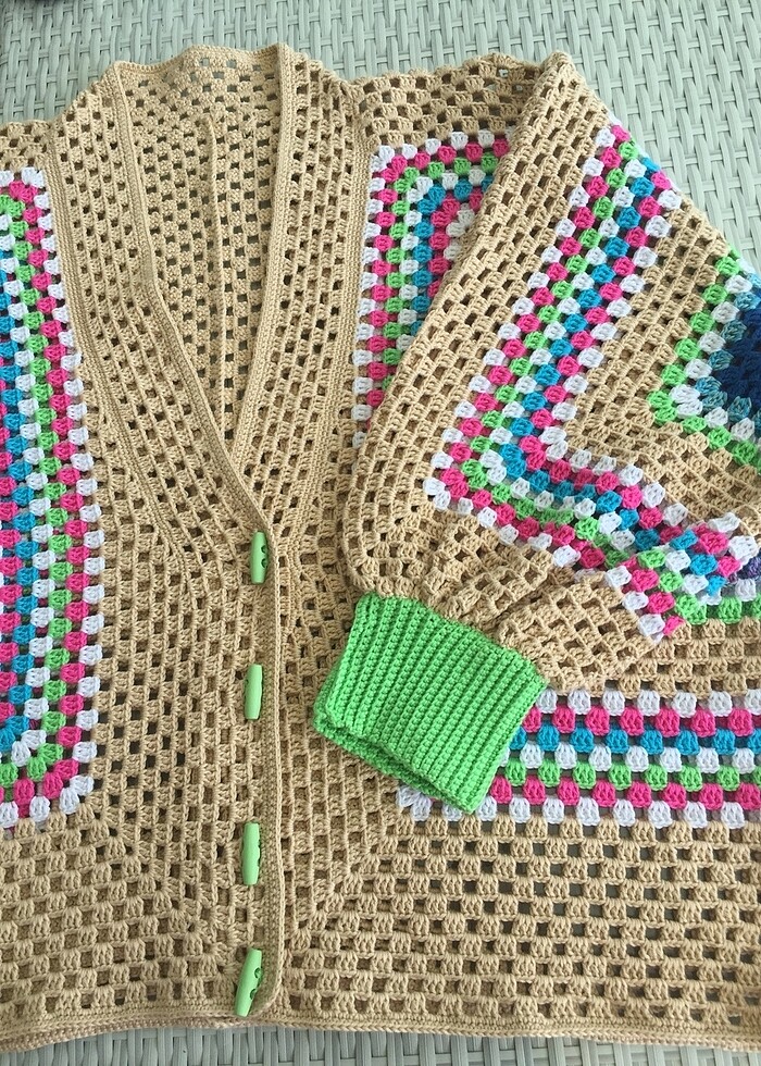 El örgüsü  coton ip salaş hırka - Görsel 4