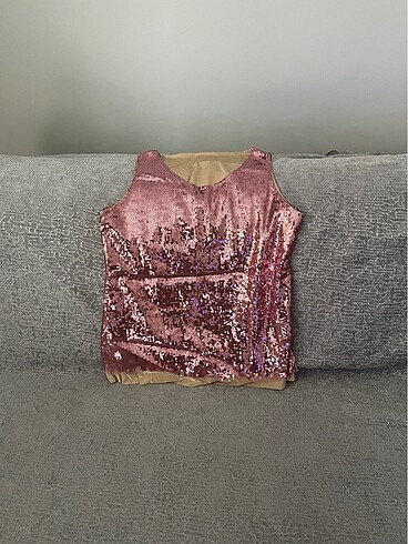 Pembe Payet Kolsuz Bluz
