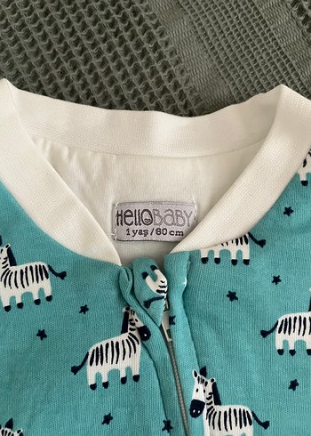 HelloBaby Turkuaz Erkek Çocuk Fermuarlı Uzun Kollu Pijama