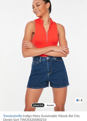 Trendyol & Milla Kırmızı Mini Denim Şort