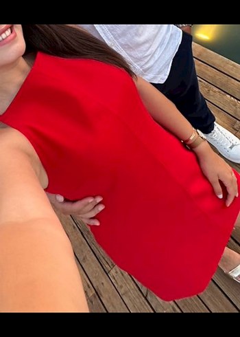 Zara Orjinal Zara Kırmızı Elbise