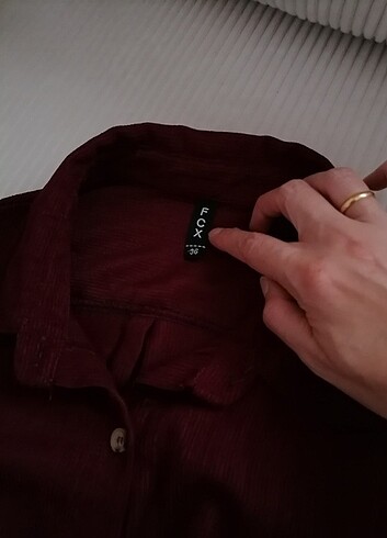 36 Beden bordo Renk Bordo Kadife Gömlek