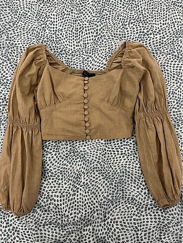 BSL FASHION BSL Bej Crop Bluz Büstiyer