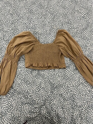 m Beden camel Renk BSL Bej Crop Bluz Büstiyer