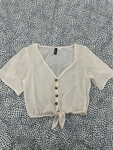H&M Beyaz Bağlamalı Crop Bluz