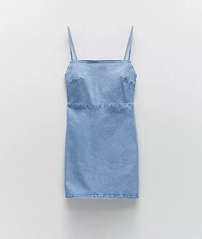 s Beden mavi Renk Zara TRF Denim Mini Elbise