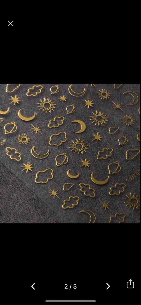 Gold Parlak Ay ve Yıldız Tırnak sticker Nail Art - Görsel 2