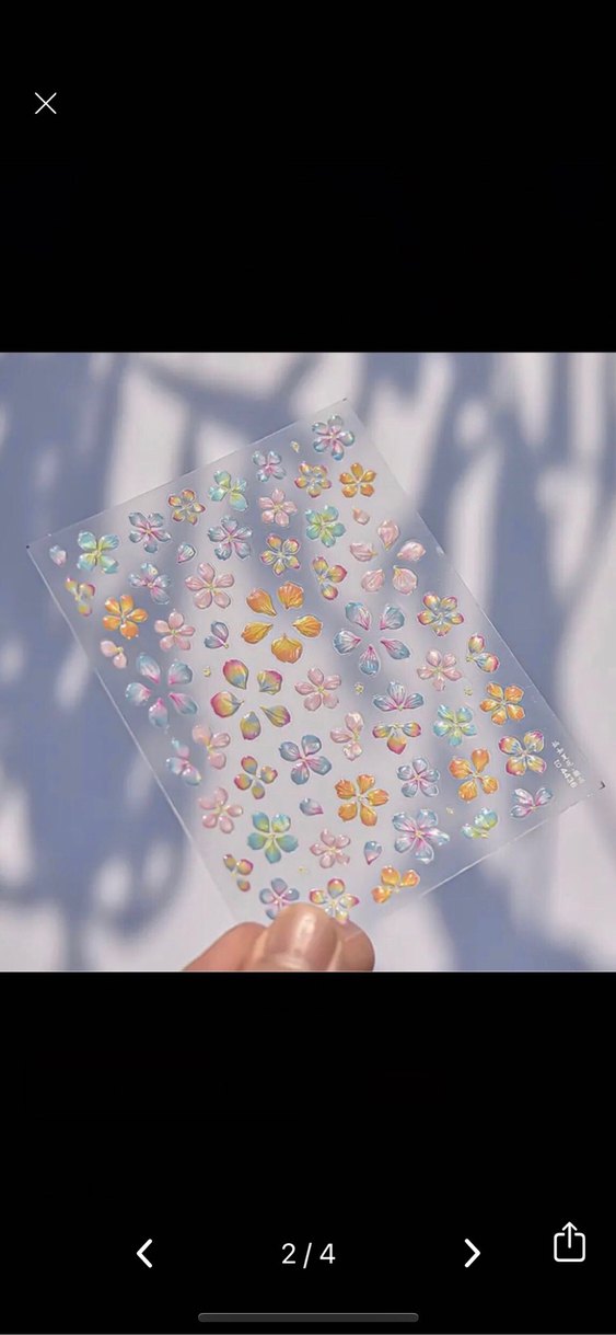 Pastel Renkli Çiçek Tırnak Sticker Nail Art - Görsel 2