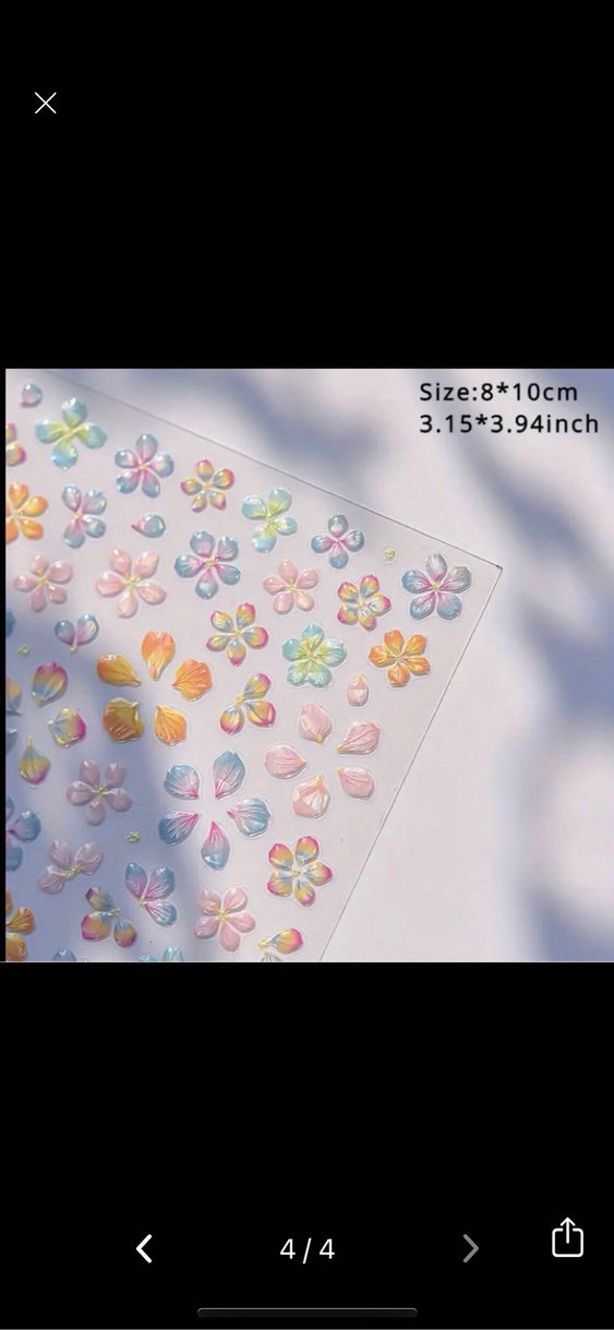 Pastel Renkli Çiçek Tırnak Sticker Nail Art - Görsel 4