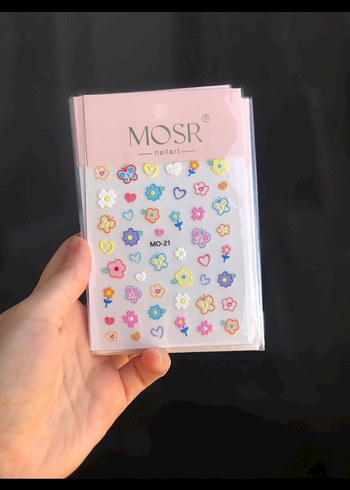 MOSR Pastel Çok Renkli Tırnak Süsleri Sticker Nail Art - Görsel 2