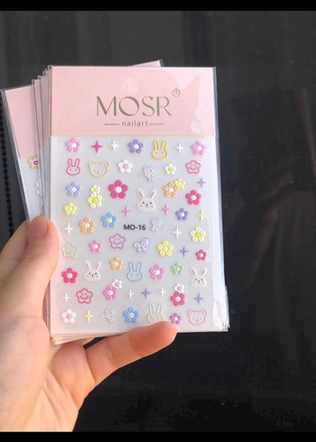MOSR Pastel Çok Renkli Tırnak Süsleri Sticker Nail Art - Görsel 6