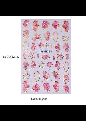 Pastel Pembe Çiçek Tırnak Sticker Nail Art - Görsel 2