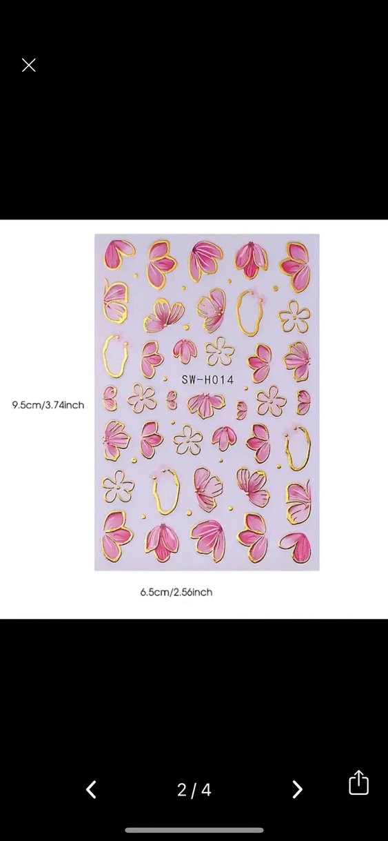 Pastel Pembe Çiçek Tırnak Sticker Nail Art - Görsel 4