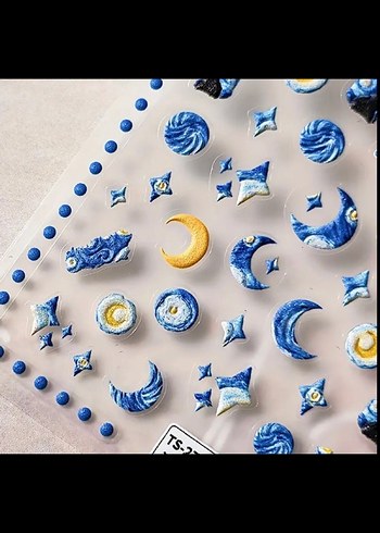 Yıldızlı Gece Tırnak Süsleri Sticker Nail Art - Görsel 2
