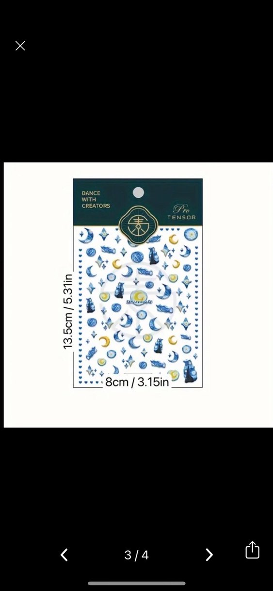 Yıldızlı Gece Tırnak Süsleri Sticker Nail Art - Görsel 3