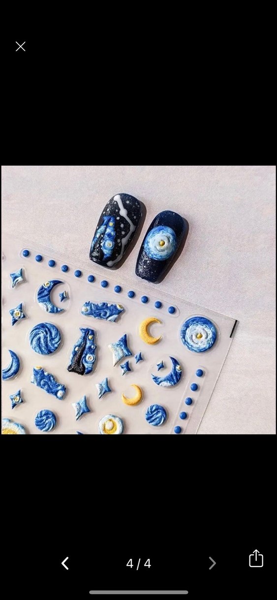 Yıldızlı Gece Tırnak Süsleri Sticker Nail Art - Görsel 4