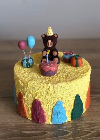 Ayıcık Doğum Günü Maket Pasta - Görsel 4