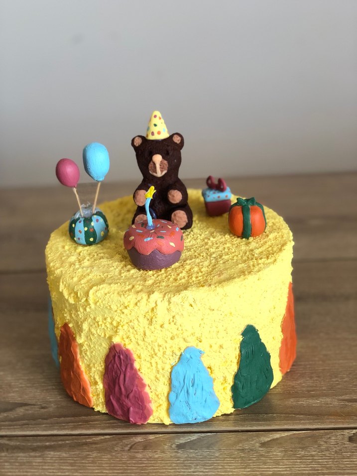 Ayıcık Doğum Günü  Maket Pasta - Görsel 3