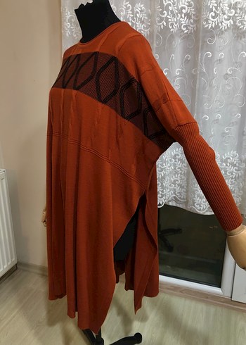 Örgü-Yırtmaç Detaylı Midi Triko Tunik - Görsel 5