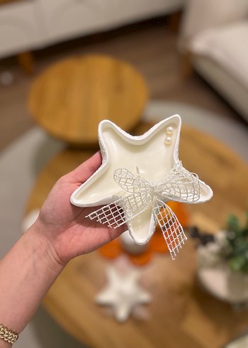 Beyaz Yıldız Şekilli Mumluk nişan hediyeliği - Görsel 5