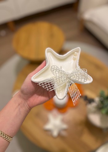 Beyaz Yıldız Şekilli Mumluk nişan hediyeliği - Görsel 6