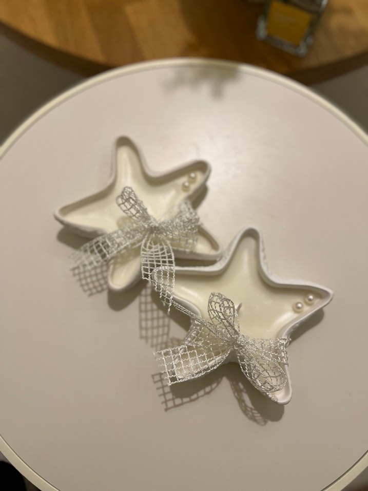 Beyaz Yıldız Şekilli Mumluk nişan hediyeliği - Görsel 2