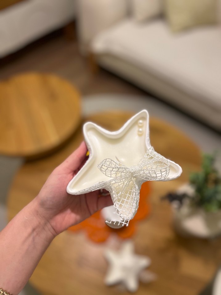 Beyaz Yıldız Şekilli Mumluk nişan hediyeliği - Görsel 3