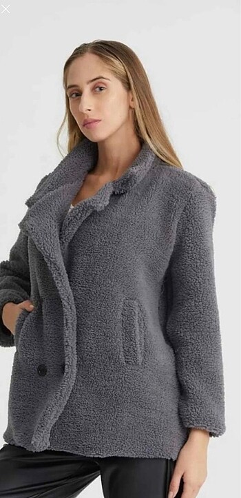 Peluş Astarlı Gri Mont
