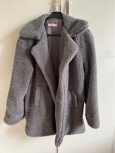 xl Beden Peluş Astarlı Gri Mont