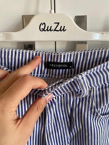 s Beden mavi Renk Çizgili Lacivert Wide Leg Pantolon