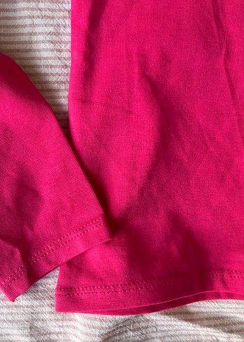 Kız Çocuk Parlak Pembe Uzun Kollu Tişört - Görsel 3