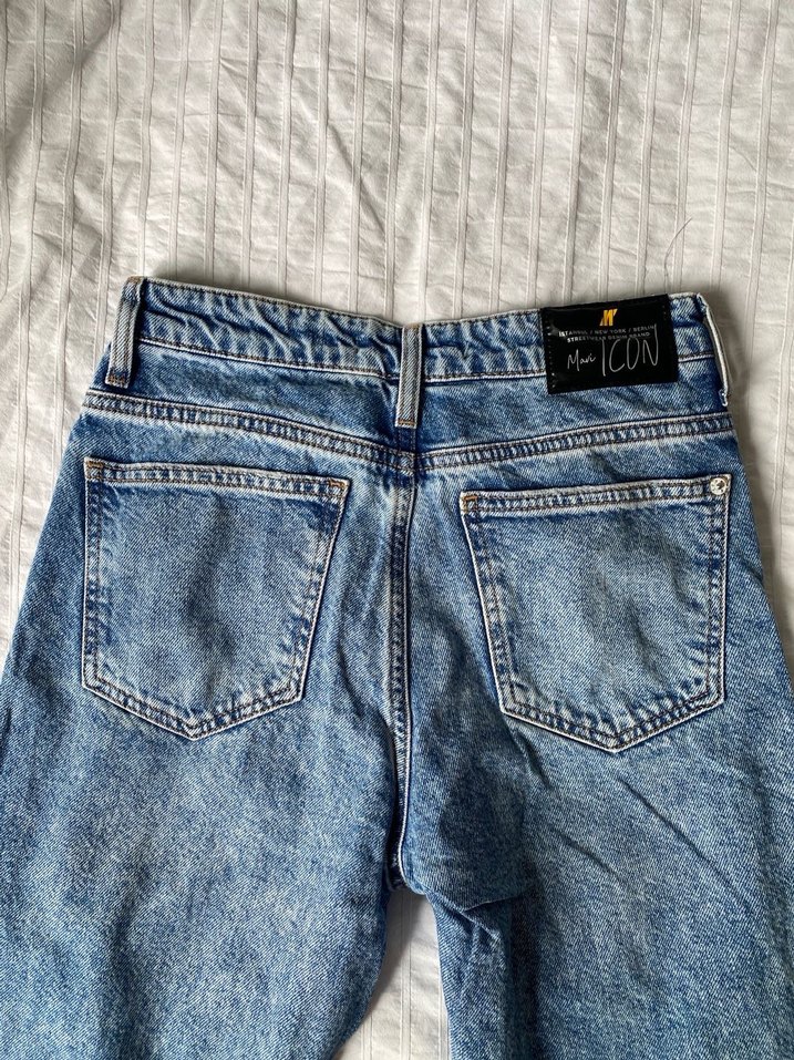 Kadın Gri Mavi Bol Kesim jean - Görsel 3