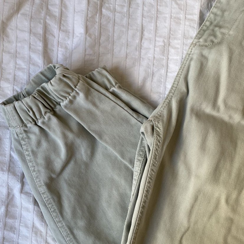 Düğmeli Bej Keten Kadın Pantolon - Görsel 4