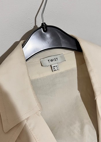 Twist Krem Keten Midi Gömlek - Görsel 2