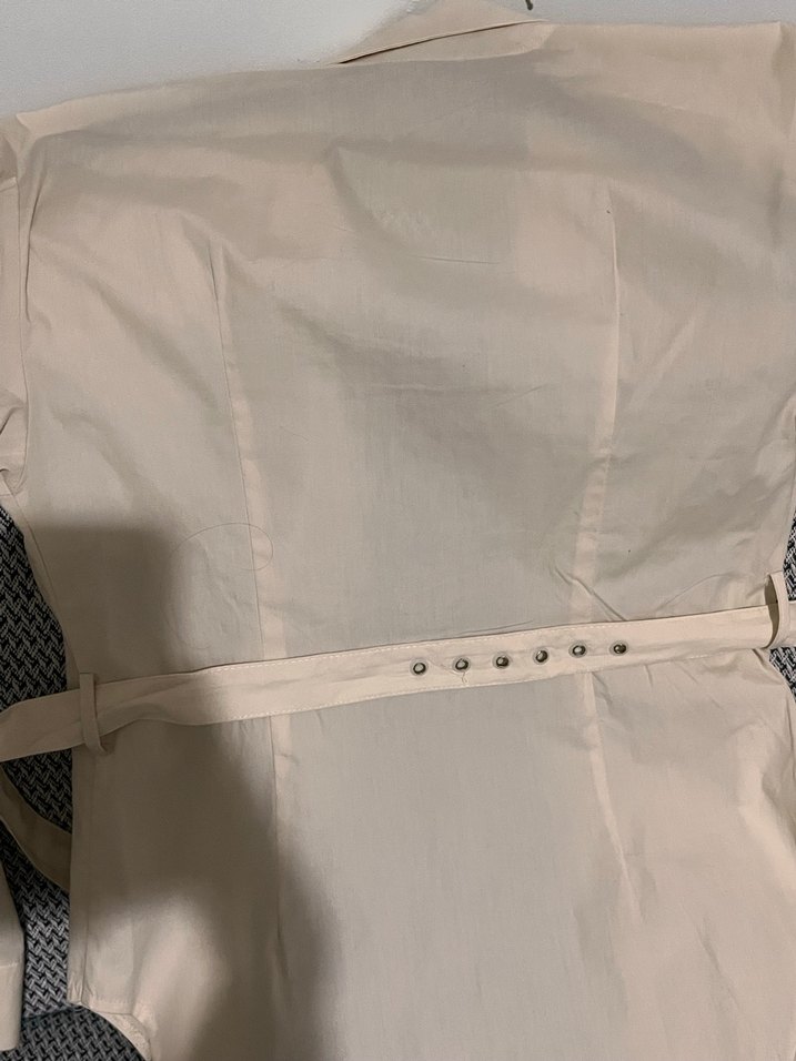 Twist Krem Keten Midi Gömlek - Görsel 3