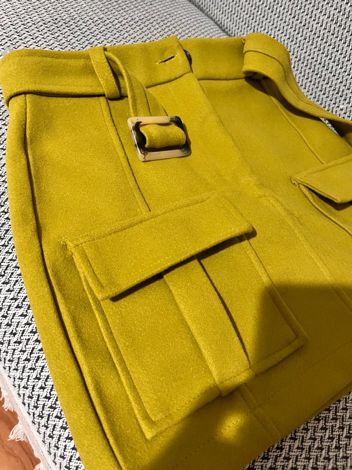 Sarı Kemerli Mini Etek - Görsel 2