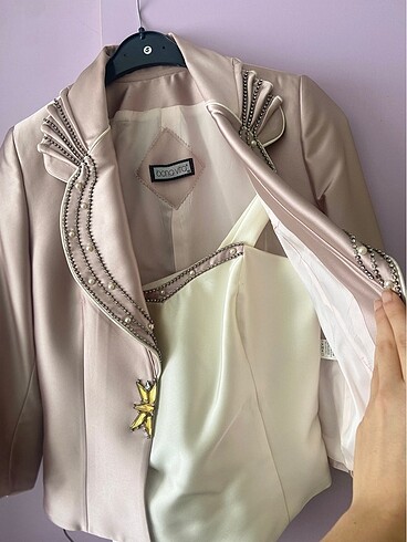Alfabeta Takım abiye pudra ceket etek iç bluzu da var