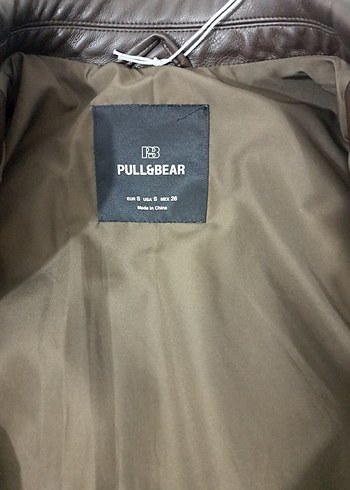 s Beden kahverengi Renk Pull and Bear bomber deri ceket