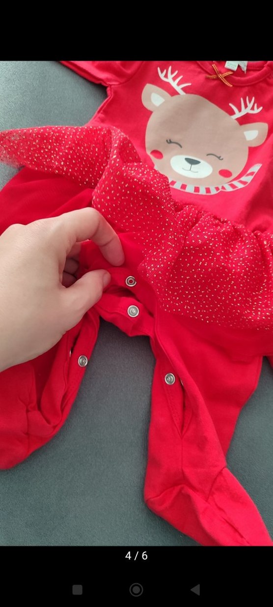 Kız Bebek Kırmızı Fırfırlı Uzun Kollu Body - Görsel 3