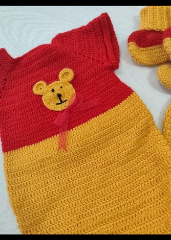 Sarı-Kırmızı Örgü Bebek Erkek Takımı - Görsel 2