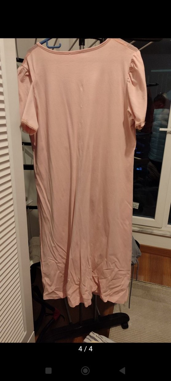 Pembe Vintage Midi hamile Gecelik - Görsel 4