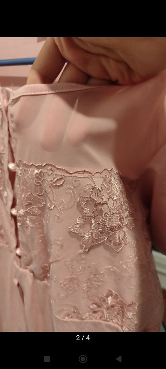 Pembe Vintage Midi hamile Gecelik - Görsel 2