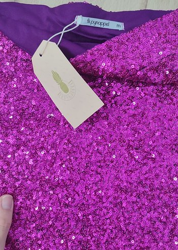 Pembe Parlak Mini Etek - Görsel 3