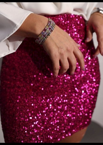 Pembe Parlak Mini Etek - Görsel 2