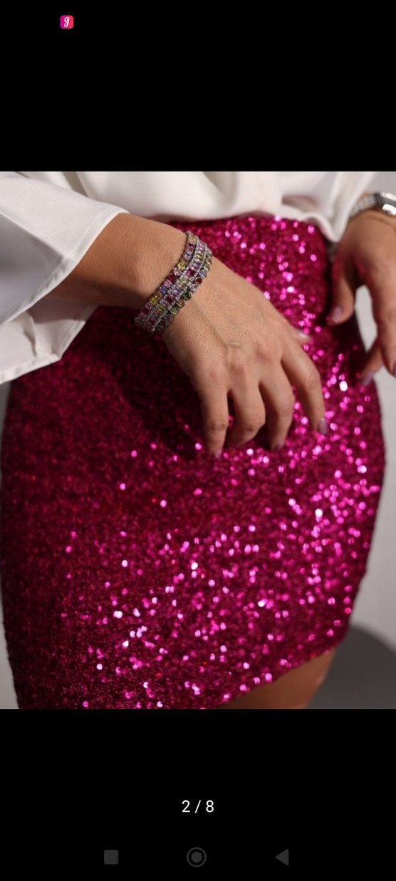 Pembe Parlak Mini Etek - Görsel 2