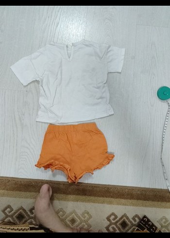 Beyaz Baskılı Kız Bebek Kısa Kollu Takım - Görsel 2