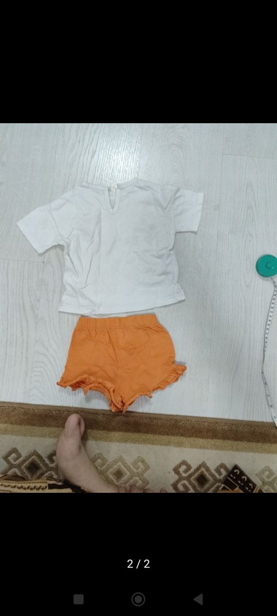 Beyaz Baskılı Kız Bebek Kısa Kollu Takım - Görsel 2