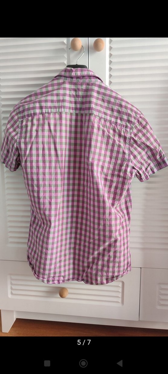 Pembe Kareli Kısa Kollu Erkek Gömlek - Görsel 5