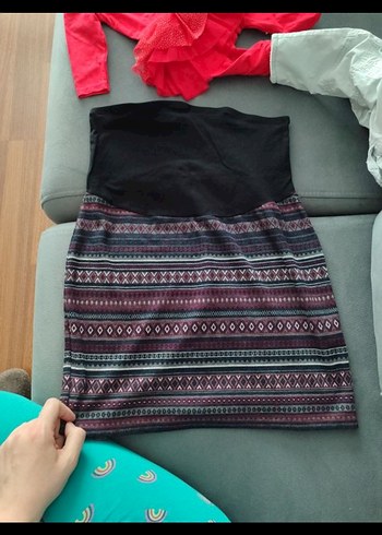 Bohem Desenli Kemerli Midi Hamile Eteği - Görsel 2