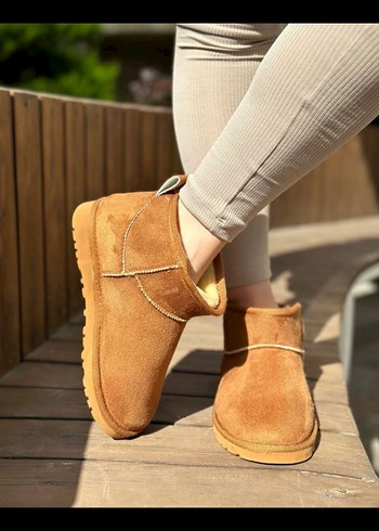 Kahverengi Süet Tüylü Kadın Dolgu Topuk Bot - Görsel 2